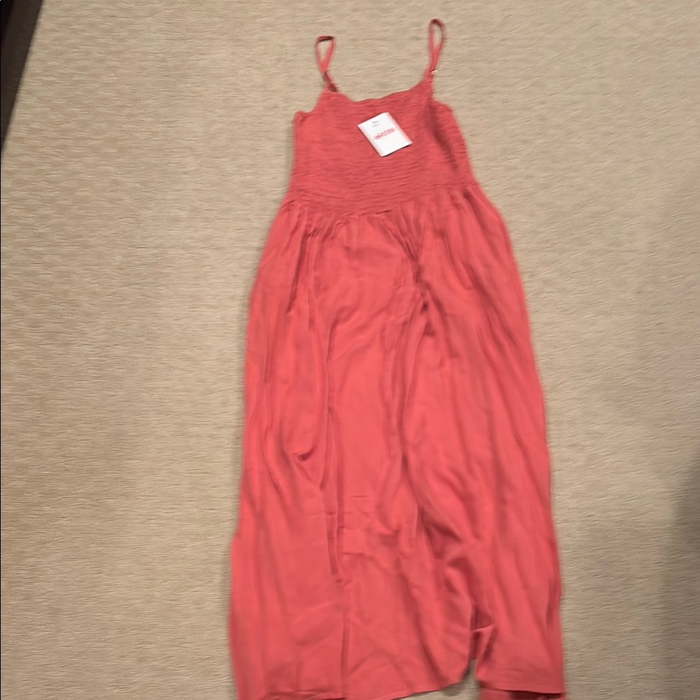 Coral Maxi Dress with Spaghetti Straps